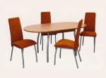 Обеденный стол, стулья кирпичного цвета